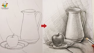 Still Life Drawing Easy Step By Step with Pencil Shading for Beginners [upl. by Ettennil]