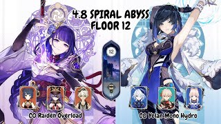 C0 Raiden Overload amp C0 Yelan Mono Hydro  Spiral Abyss 48 Floor 12 Full Stars  Genshin Impact [upl. by Catriona]