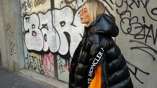 Contemporary exclusive MONCERxSTYLEBOB puffer jacket Stylish black glossy down jacket with a hood [upl. by Eixor452]