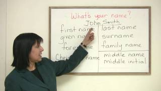 English Vocabulary  First name Given name Forename Whats your name [upl. by Acinad725]