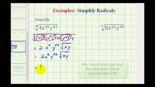 Ex Simplify Radicals with Variables Containing Large Exponents  Not Perfect Roots [upl. by Nurav]