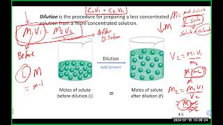 Chem 200A Lecture 71824 Part 2 molarity dilution solution stoichiometry [upl. by Schaaff]