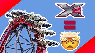 INSANITY  X2 Review  Six Flags Magic Mountain [upl. by Aibsel]