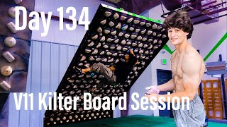 V128A Training Vlog Day 134 V11 Kilter Board Session [upl. by Lupien245]