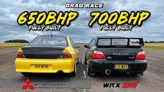 EVO vs STI 700HP SUBARU WRX STI vs 650HP MITSUBISHI EVO 8 [upl. by Hanid]