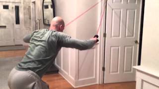 How to do modified pullups with a resistance band and a door My Chemo training program [upl. by Asoral]