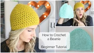 How to Crochet a Beanie  Beginner Tutorial [upl. by Guimond100]