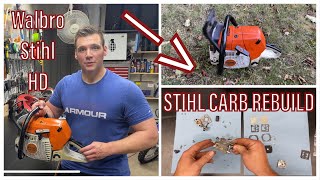 Stihl chainsaw running poorlycarburetor kit rebuild Step by step howto for Stihl HD carb [upl. by Llebiram795]