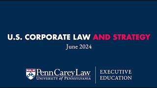 US Corporate Law and Strategy Executive Education Certificate Program 2024 [upl. by Namrej174]