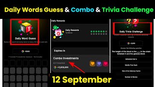 12 September Daily Combo amp Daily Words amp Trivia Challenge B Love Dapp 12 September Daily Activities [upl. by Calv]