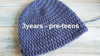 crochet How To  Crochet a Simple Beanie for 3 years  preteens [upl. by Nosreg]