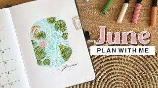 June 2024 bullet journal setup  In the pond  water lilly  plan with me [upl. by Rivalee]