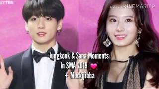 BANGTWICE Jungkook amp Sana Moments In SMA 2019 💓  Muckjjibba [upl. by Nnairb]