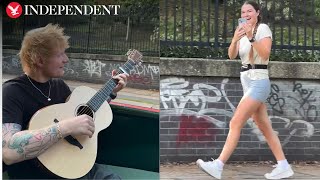 Ed Sheeran serenades passing jogger while filming music video on canal boat [upl. by Fayre261]