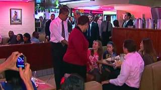 President Obama visits Roscoes chicken and waffles [upl. by Petrine]