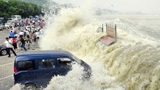 OLAS GIGANTES DE CHINA DE 9 METROS Presa de Haining China [upl. by Nnaer]