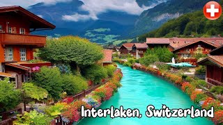 Interlaken Switzerland walking in the rain 4K  Most beautiful Swiss towns  Rain Abmbience [upl. by Anenahs291]