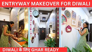 Indian Entryway Makeover On A Budget  DIY Makeover of Foyer For DIWALI [upl. by Retrop]