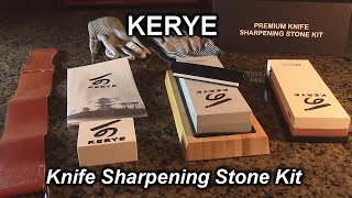 BEST Knife Sharpening Stone Kit  KERYE Professional Whetstone Sharpener Stone Set REVIEW [upl. by Tserof392]