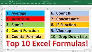 Top 10 Most Important Excel Formulas  Made Easy [upl. by Benge161]