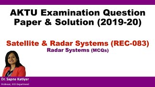 Satellite amp Radar SystemsREC083University QP amp Solution201920Multiple Choice QuestionsAKTU [upl. by Byrd922]