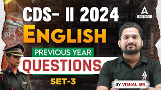 CDS 2 2024 Preparation  CDS English Previous Year Question Paper  By Vishal Sir 3 [upl. by Kiraa]