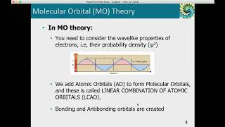 Lecture 6 quotMolecular Orbital Theoryquot [upl. by Addiel698]