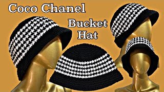 Crochet bucket hat  Crochet houndstooth stitch [upl. by Earle233]