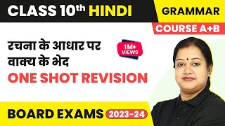 Class 10 Hindi Grammar Course AB  Rachna Ke Aadhar Par Vakya Ke Bhed  One Shot Revision 202223 [upl. by Zeidman874]