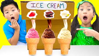 Wendy Emma and Jannie Learn How to Make Healthy Foods  Ice Cream Machine Funny Stories for Children [upl. by Aenal]