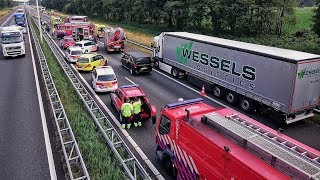 Grote inzet Brandweer Politie en Ambulances bij zwaar ongeval op de A58 bij Oirschot  23062017 [upl. by Dlorrej]