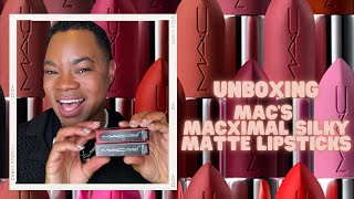 UNBOXING MACS NEWEST MACXIMAL MATTE LIPSTICK AND REVIEW [upl. by Christi559]