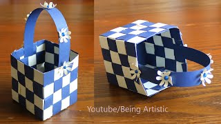 Simple Paper Basket Making  DIY Basket Easy and Beautiful Paper Craft [upl. by Weinhardt86]