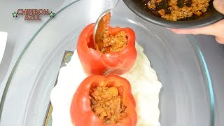 Pimientos rojos rellenos de carne con salsa bechamel [upl. by Acinnor150]