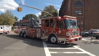 Rockville CentreNY Fire Department Ladder 447 Tower 1 Responding [upl. by Ahsilra395]