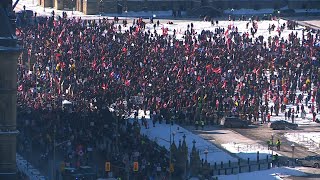 Thousands protest COVID vaccine mandates in Ottawa [upl. by Diann]