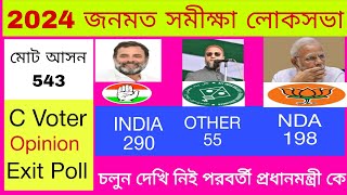 কার দখলে দিল্লি NDA vs INDIA লড়াই  Opinion Lok Sabha Bjp vs Congress vs Tmc 543 আসনে সমীক্ষা [upl. by Dacia]