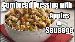 Cornbread Dressing with Apples amp Sausage  Southern Cooking  The Wolfe Pit [upl. by Severen469]