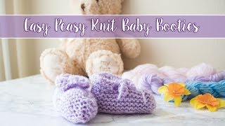 Easy Peasy Knit Baby Booties with link to written pattern [upl. by Sirret]