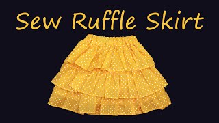 How to Sew a Three Tiered Ruffle Skirt  LayerFrill Skirt Cutting and Stitching [upl. by Auhsoj]