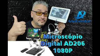 🔬 Microscópio Digital para eletrônica FullHD Tela 7 🔬 Review do Digital Microscope Andonstar AD206 [upl. by Kinny854]