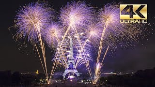 ⁽⁴ᴷ⁾ Paris 2018 Feu dartifice  Tour Eiffel Quatorze Juillet  Fête nationale  GroupeF [upl. by Nais]