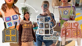 i crocheted a granny square sweater and it’s amazing [upl. by Eenahs]