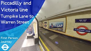 London Underground First Person Journey  Turnpike Lane to Warren Street via Finsbury Park [upl. by Lekkim]