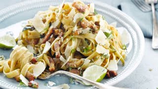 Recette  Tagliatelles à la carbonara [upl. by Eadwine]