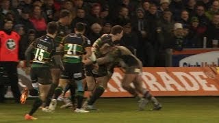 Huge hit from Joe Marler on George North [upl. by Attesoj]