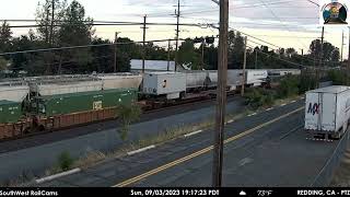 Union Pacific 7501 leads an intermodal in Redding CA [upl. by Telimay]