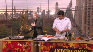 Anderson Cooks Side Dishes with Jamie Oliver and Spills Brussels Sprouts All Over [upl. by Acinelav]