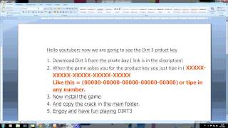 Dirt3 product key free [upl. by Foskett]