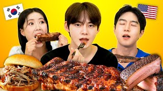 Koreans Try American BBQ For The First Time  KATCHUP [upl. by Orlando]